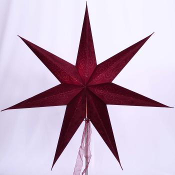 Stitch Rot/samt - Faltbarer Leuchtstern, Weihnachtsstern aus Papier mit 7 Zacken, 60 cm